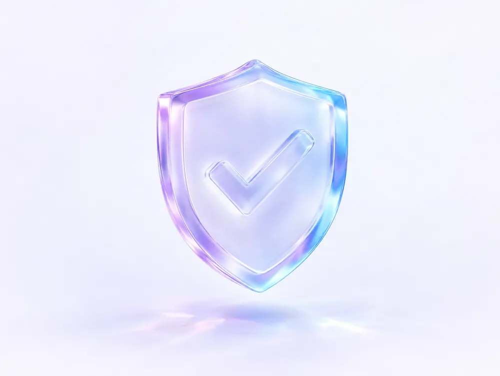 Glass shield with a check mark
