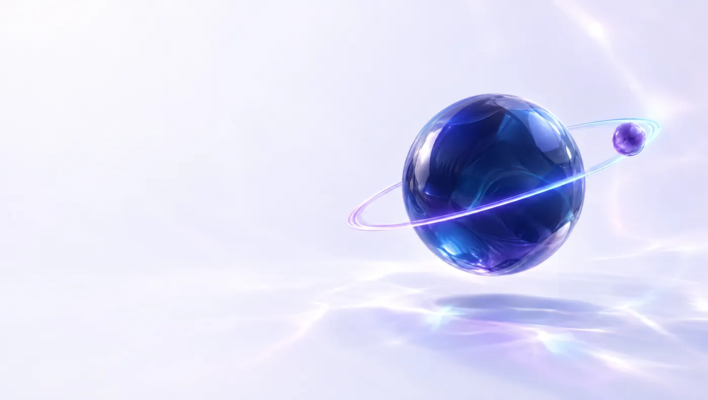Glass planet with a glowing orbit